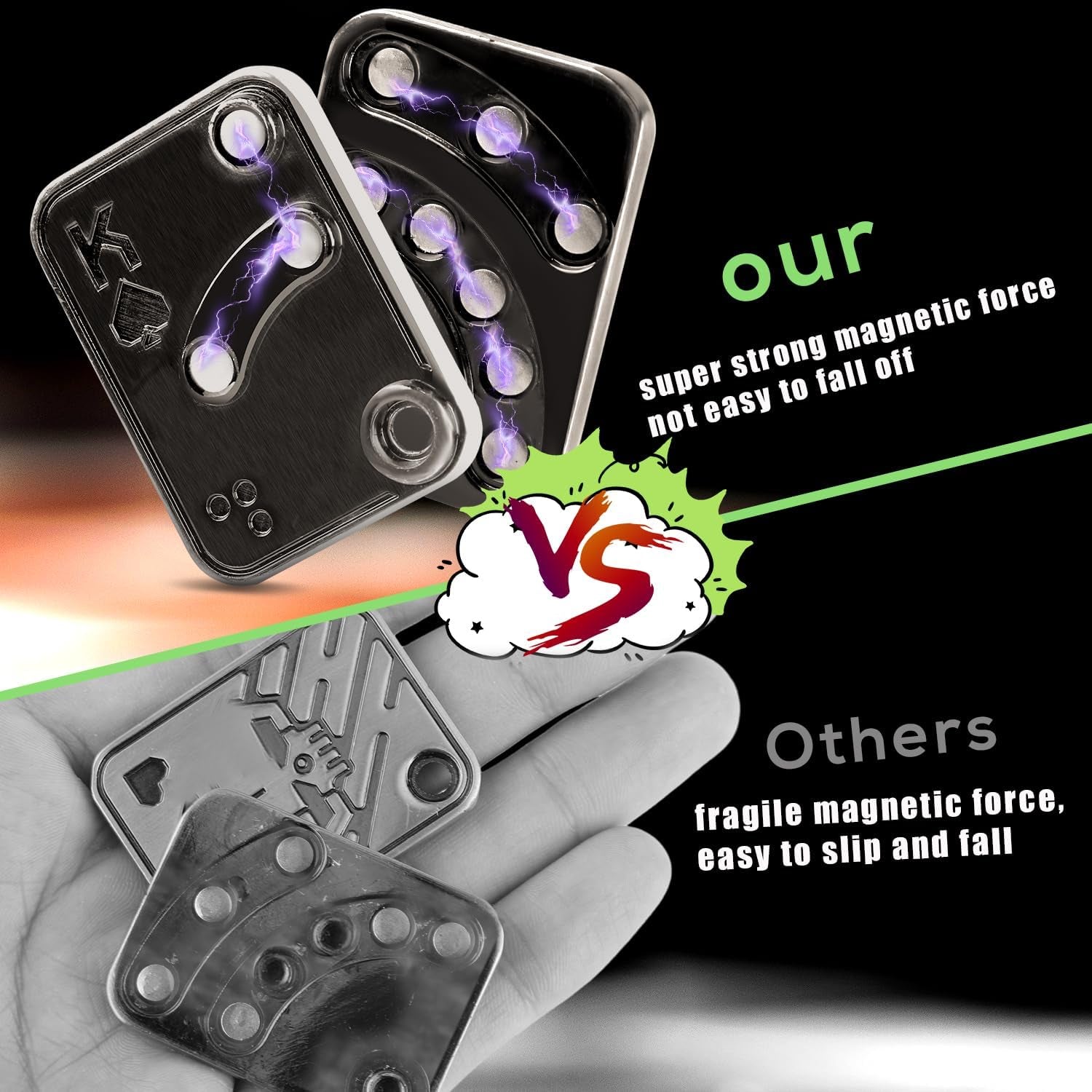 2 Stück Fidget Toys Metall, Metall Poker Push Karte Mit Silbernem KK Und Schwarzem KK Lustiges EDC Magnetisches Metall Fidget Spielzeug Zum Stressabbau