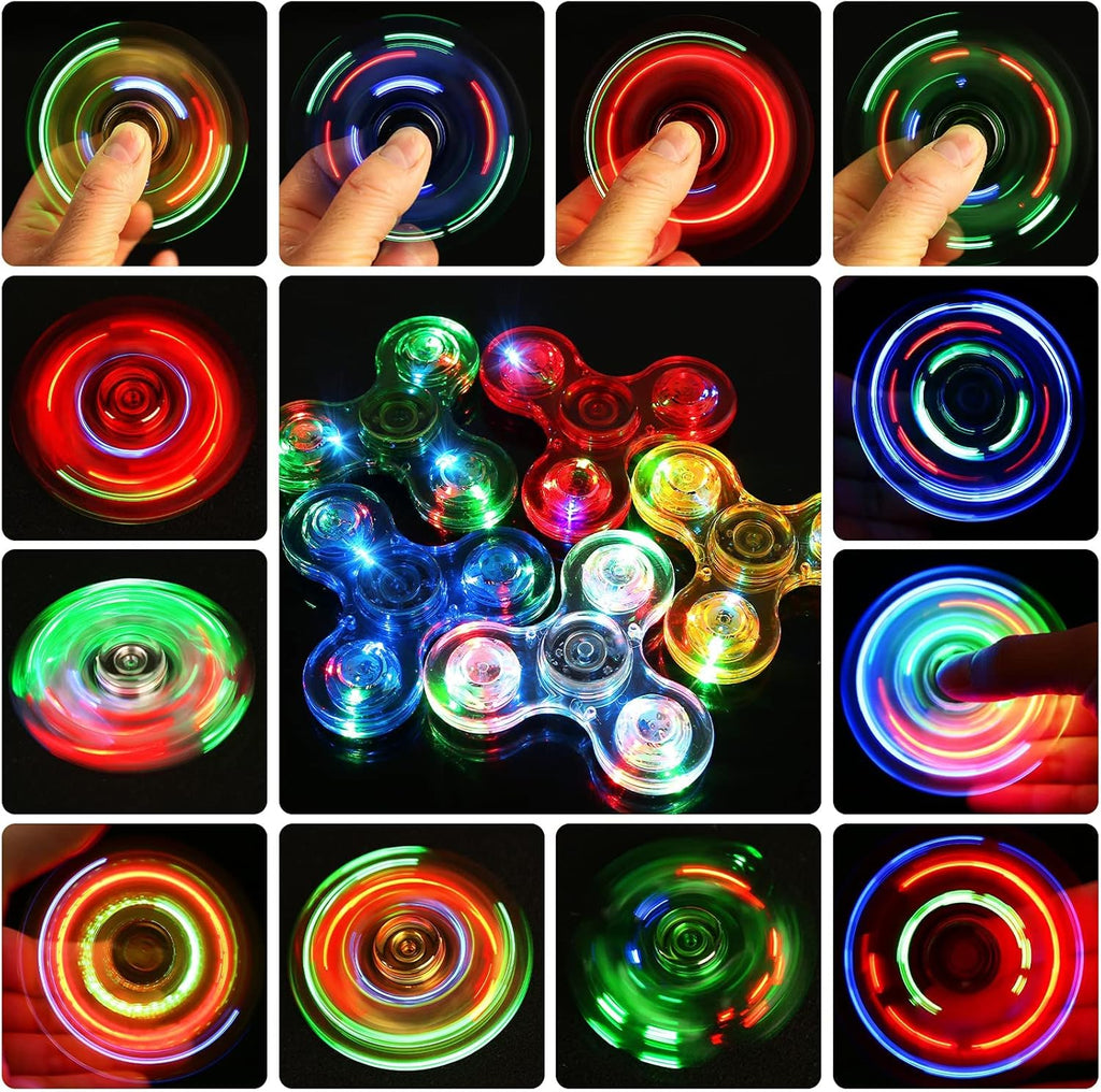 SCIONE Fidget Spinner 5Er Set, Weihnachten Partygeschenke Leuchtende Fidget Toys Für Kinder-Led Kristall Fidget Finger Toy Hand Fidget Spinner Spielzeug