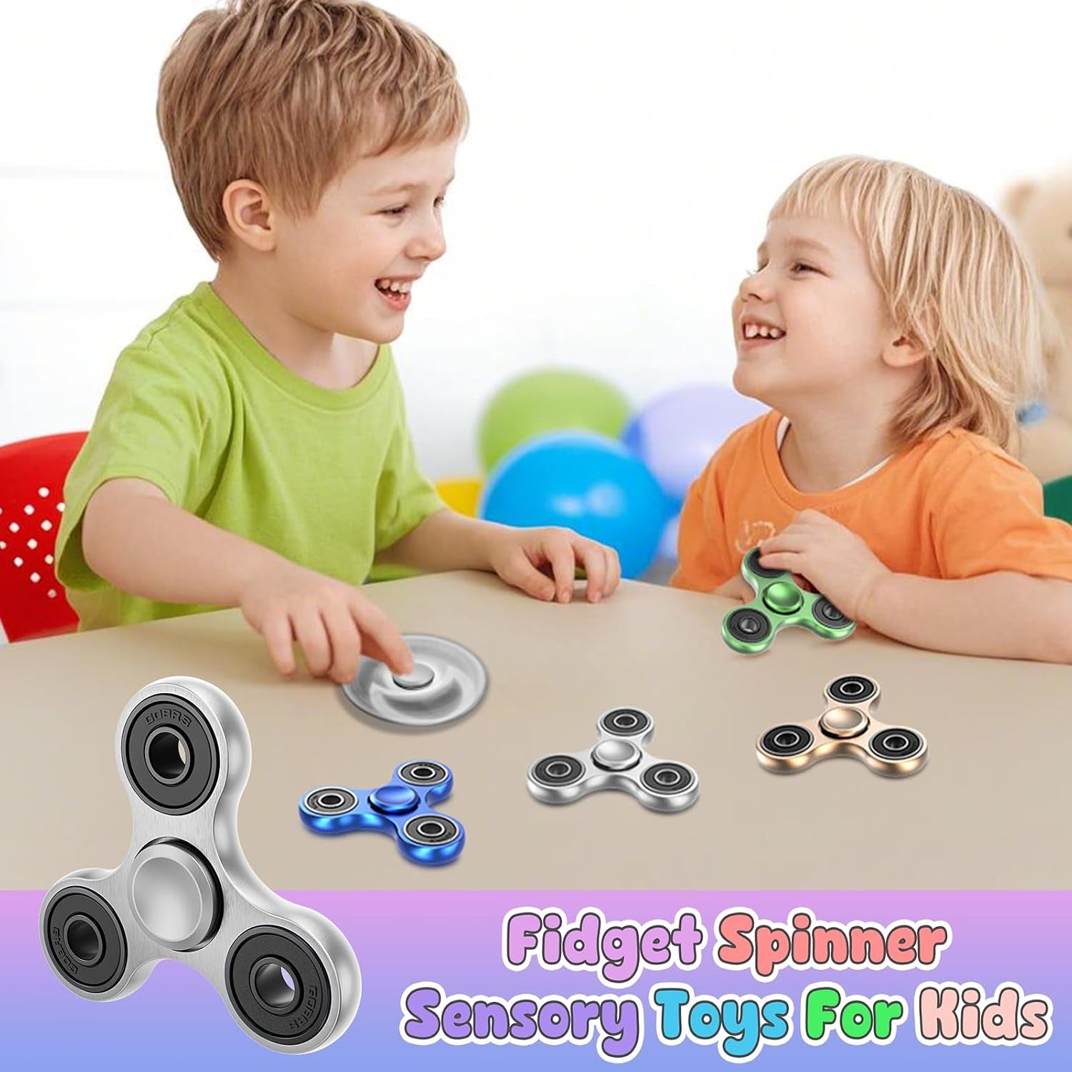 Coolden Fidget Spinner Metall Fidget Toys EDC Hand Spinner Hochwertig Schleuderzeit 2-5 Min Angst anti Stress Spielzeug Geschenk Für Kinder Erwachsene Edelstahl Finger Kreisel Für Büro Schule Silber