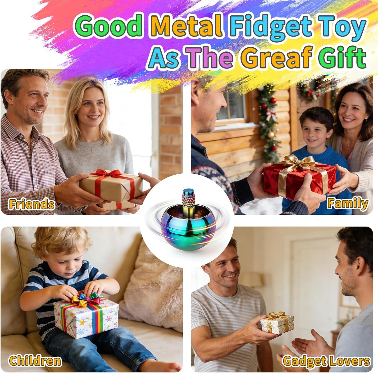 Coolden Fidget Spinner Metal Fidget Toys Flip over Hand Spinner Leise 3-5Min Hochwertig anti Stress Spielzeug Cool Desktop EDC Hand Kreisel Stressabbau Spielzeug Geschenk Für Kinder Erwachsene Bunt