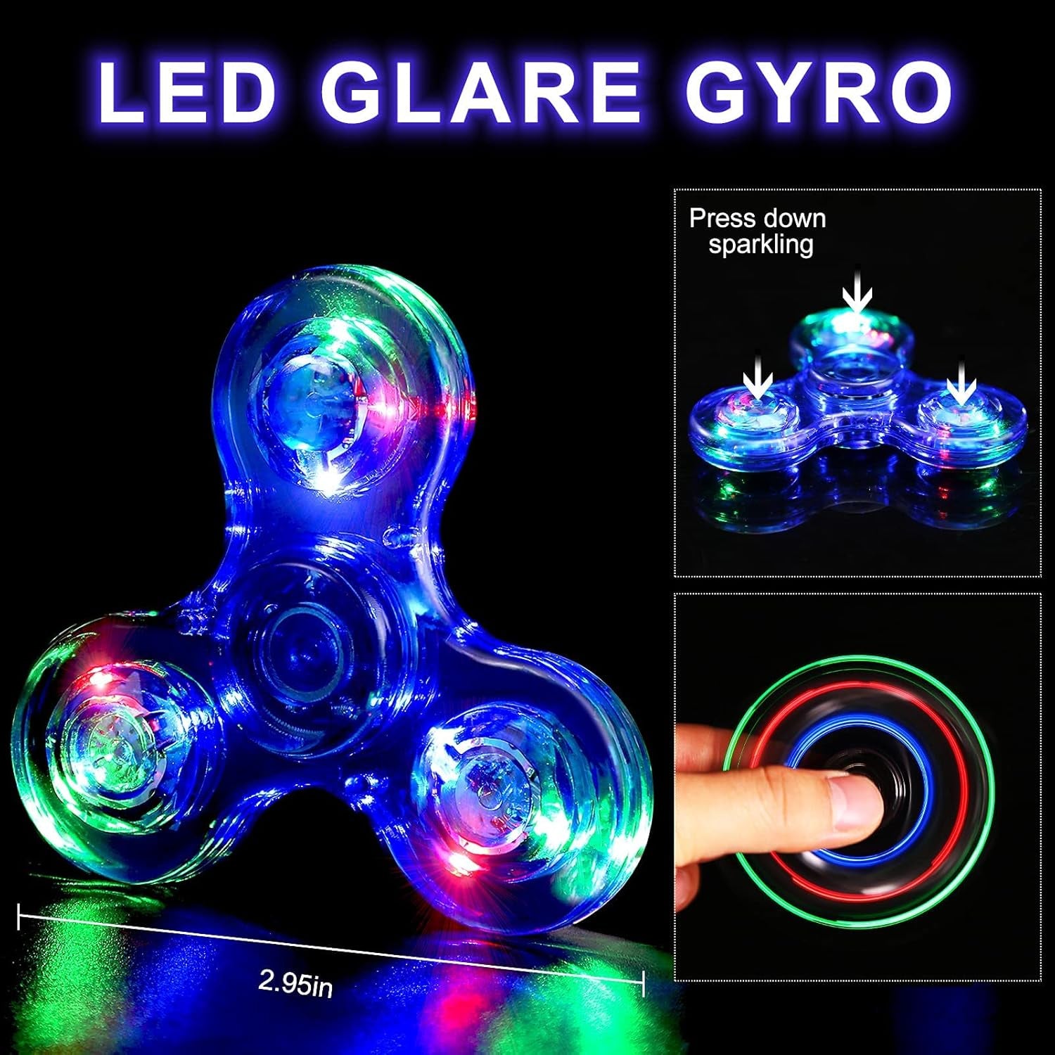 SCIONE Fidget Spinner 5Er Set, Weihnachten Partygeschenke Leuchtende Fidget Toys Für Kinder-Led Kristall Fidget Finger Toy Hand Fidget Spinner Spielzeug