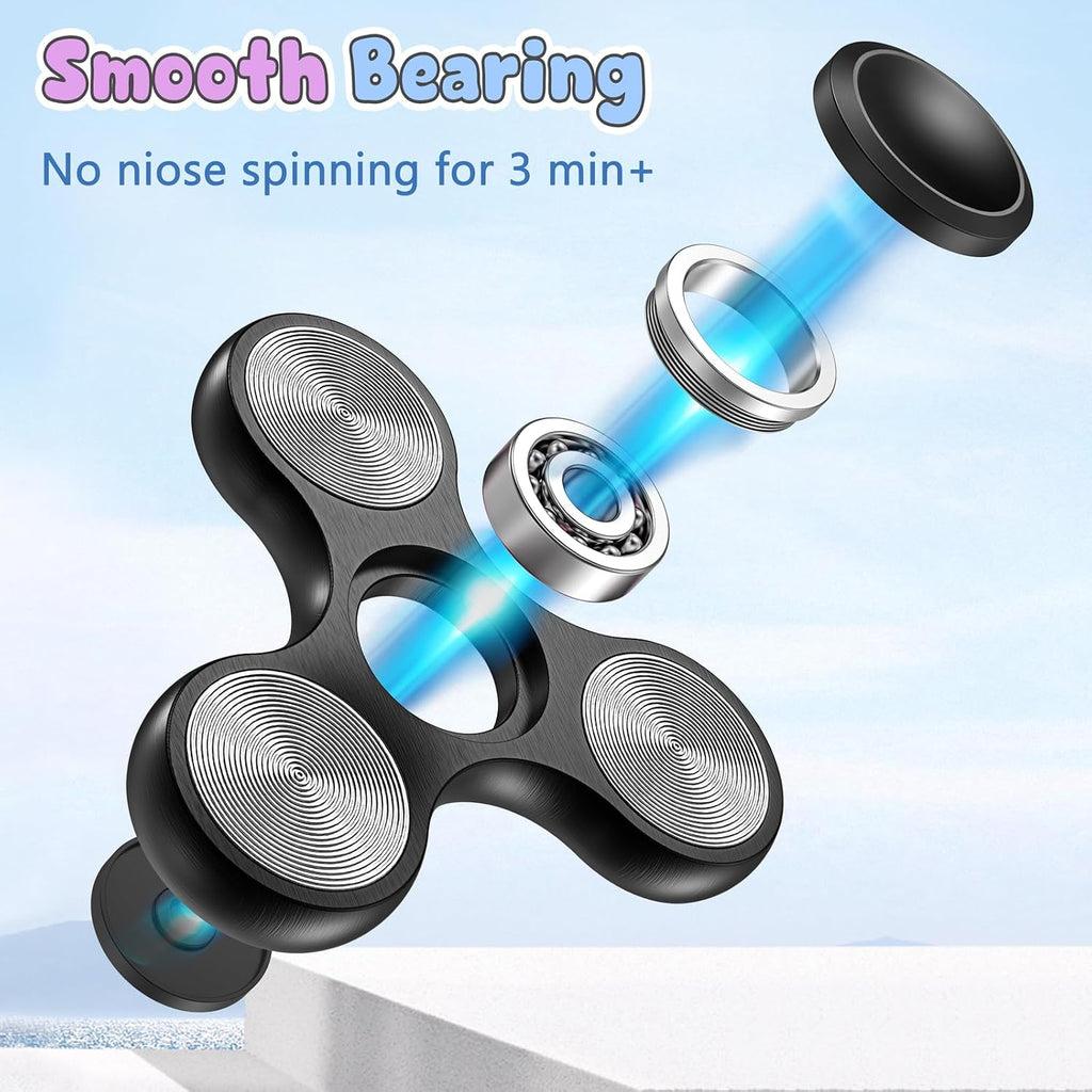 Coolden Fidget Spinner Metall Fidget Toys EDC Hand Spinner Hochwertig Angst anti Stress Relief Focus Spielzeug Geschenk Für Kinder Erwachsene Edelstahl Leiser Fingerkreisel Für Büro Schule Schwarz