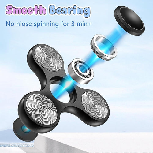 Coolden Fidget Spinner Metall Fidget Toys EDC Hand Spinner Hochwertig Angst anti Stress Relief Focus Spielzeug Geschenk Für Kinder Erwachsene Edelstahl Leiser Fingerkreisel Für Büro Schule Schwarz