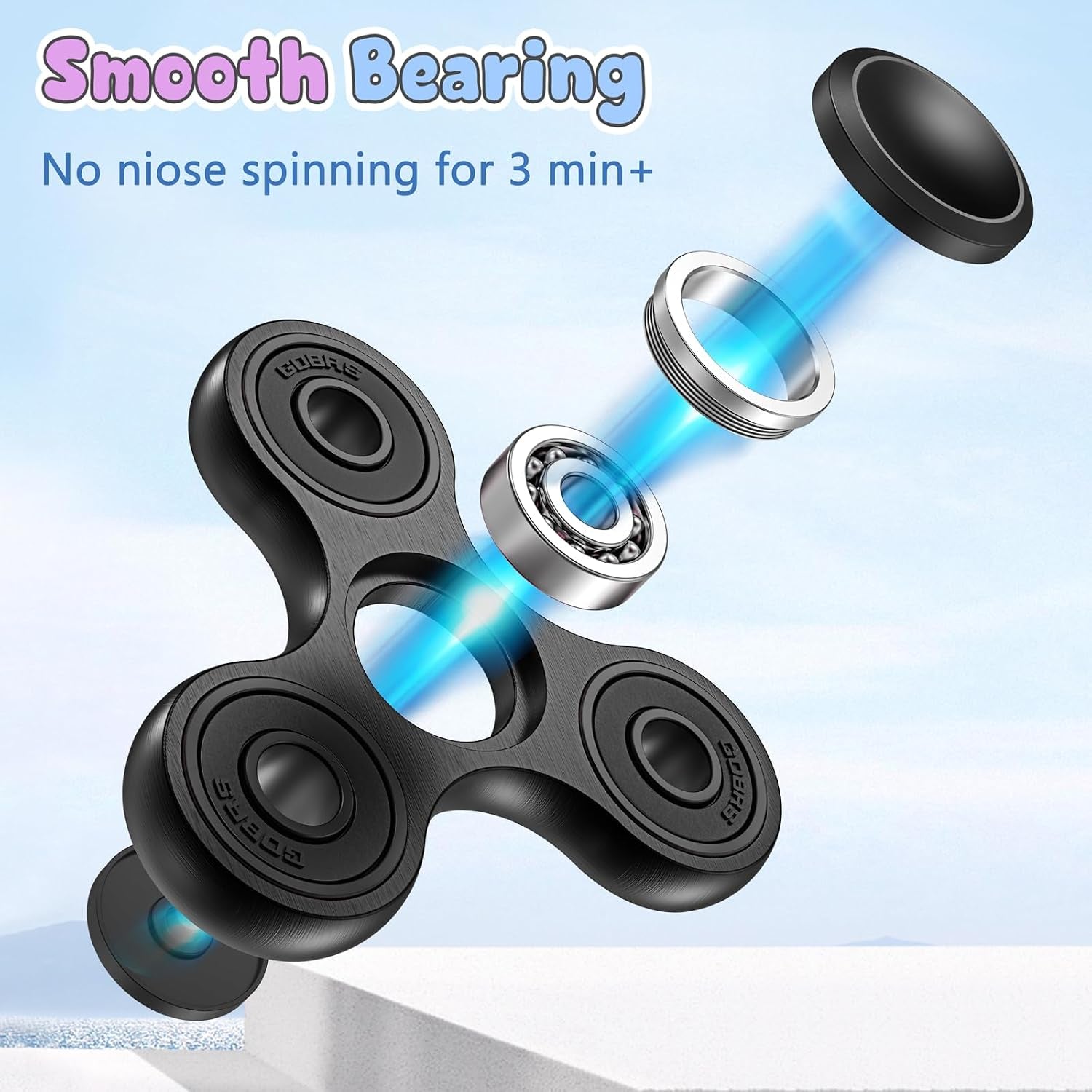 Coolden Fidget Spinner Metall Fidget Toys EDC Hand Spinner Hochwertig Schleuderzeit 2-5 Min Angst anti Stress Spielzeug Geschenk Für Kinder Erwachsene Edelstahl Finger Kreisel Für Büro Schule Schwarz