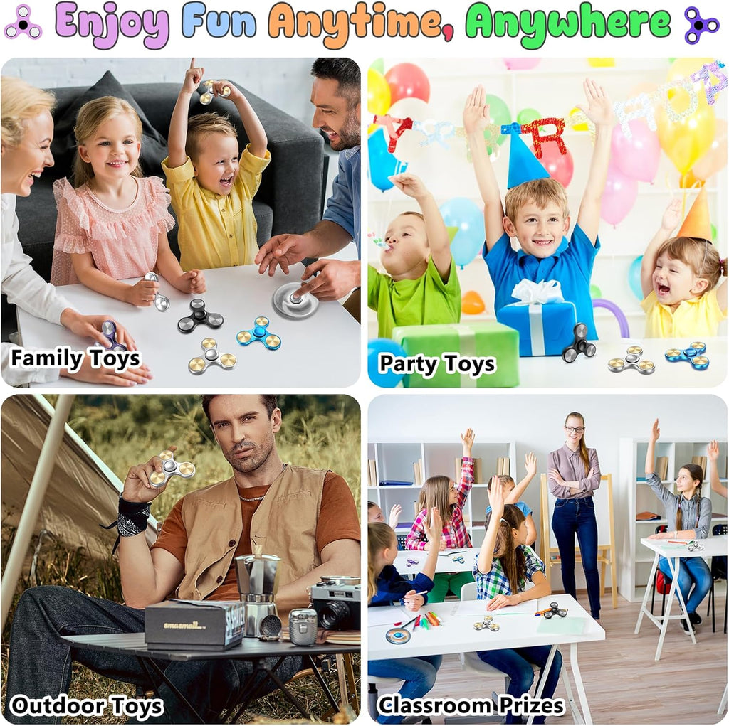Coolden Fidget Spinner Metall Fidget Toys EDC Hand Spinner Hochwertig Angst anti Stress Relief Spielzeug Geschenk Für Kinder Erwachsene Edelstahl Leiser Fingerkreisel Für Büro Schule Gold Silber