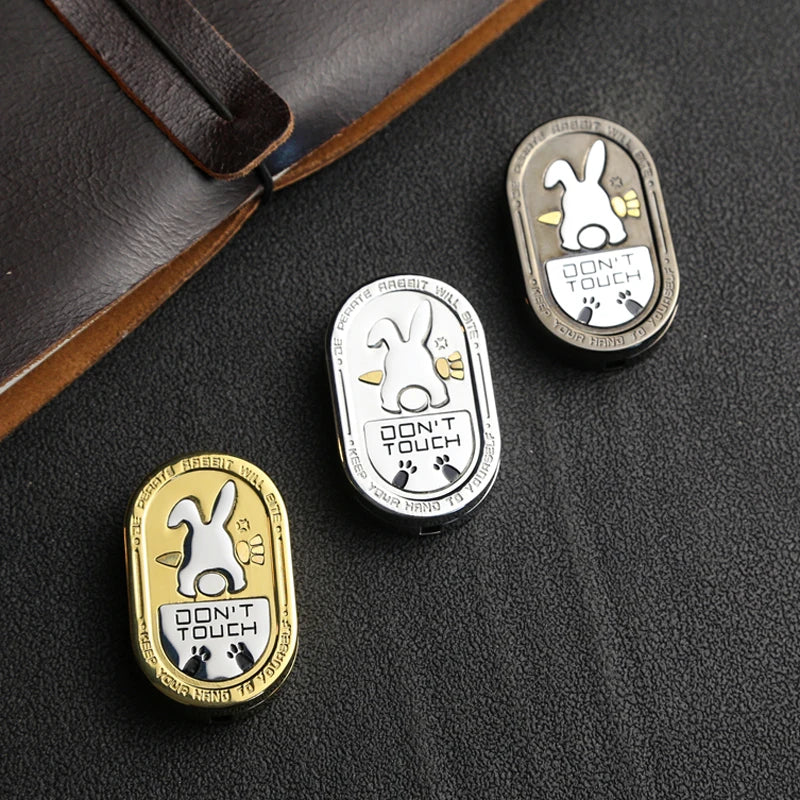 Metal EDC Fidget Slider with Cartoon Rabbit Pattern, Adult Portable Stress Relief Toy for ADHD and Anti-Anxiety, Gifts for Men
