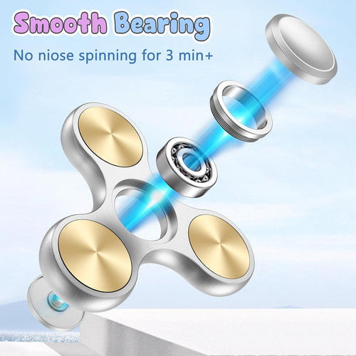 Coolden Fidget Spinner Metall Fidget Toys EDC Hand Spinner Hochwertig Angst anti Stress Relief Spielzeug Geschenk Für Kinder Erwachsene Edelstahl Leiser Fingerkreisel Für Büro Schule Gold Silber