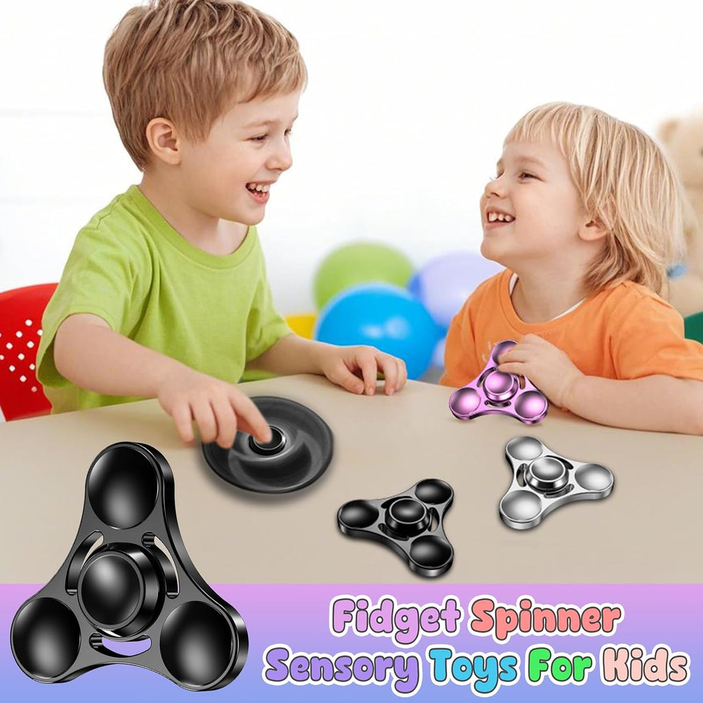 Coolden Fidget Spinner Metall Fidget Toys EDC Hand Spinner Edelstahl Lager 2-5 Min Hochwertig Finger Kreisel Spielzeug ADHD anti Stress Spielzeug Tri-Spinner Fidget Toy Für Erwachsene Kinder Schwarz