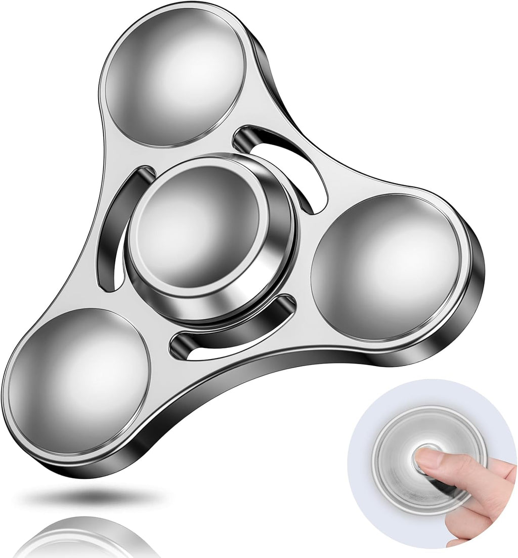 Coolden Fidget Spinner Metall Fidget Toys Finger Spinner EDC Edelstahl Lager 2-5 Min Hochwertig Hand Kreisel Spielzeug ADHS anti Stress Spielzeug Tri-Spinner Fidget Toy Für Erwachsene Kinder Silver