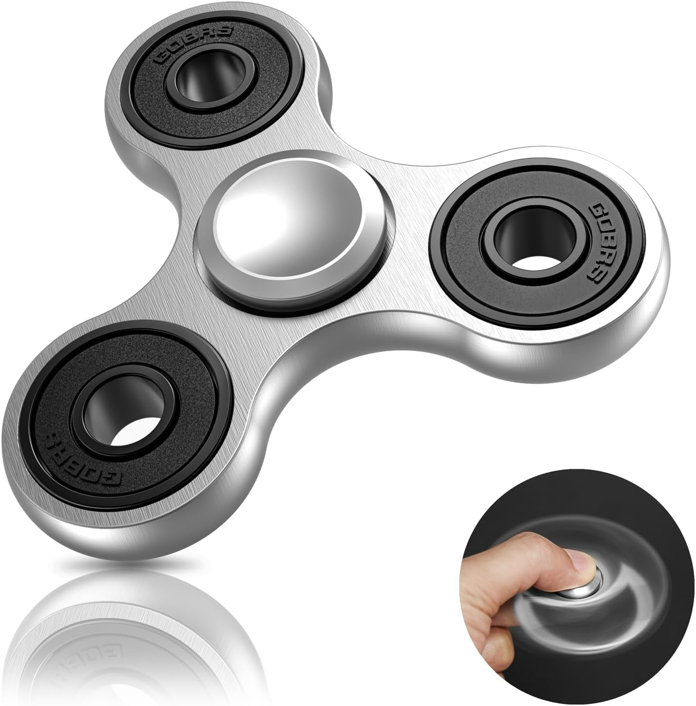 Coolden Fidget Spinner Metall Fidget Toys EDC Hand Spinner Hochwertig Schleuderzeit 2-5 Min Angst anti Stress Spielzeug Geschenk Für Kinder Erwachsene Edelstahl Finger Kreisel Für Büro Schule Silber
