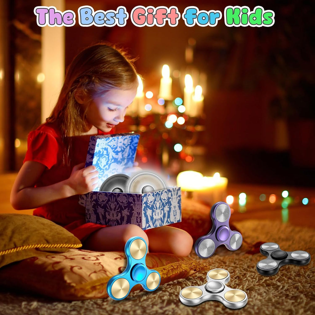 Coolden Fidget Spinner Metall Fidget Toys EDC Hand Spinner Hochwertig Angst anti Stress Relief Spielzeug Geschenk Für Kinder Erwachsene Edelstahl Leiser Fingerkreisel Für Büro Schule Gold Silber