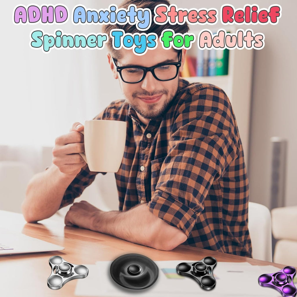 Coolden Fidget Spinner Metall Fidget Toys EDC Hand Spinner Edelstahl Lager 2-5 Min Hochwertig Finger Kreisel Spielzeug ADHD anti Stress Spielzeug Tri-Spinner Fidget Toy Für Erwachsene Kinder Schwarz