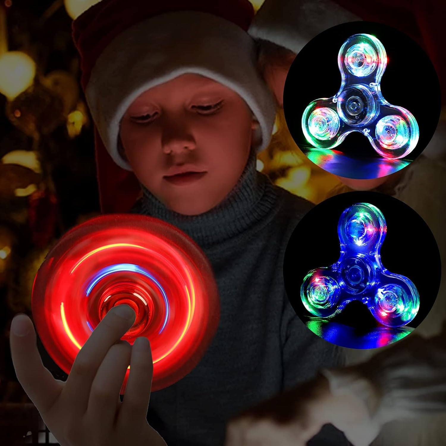 SCIONE Fidget Spinner 5Er Set, Weihnachten Partygeschenke Leuchtende Fidget Toys Für Kinder-Led Kristall Fidget Finger Toy Hand Fidget Spinner Spielzeug