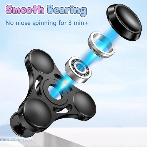 Coolden Fidget Spinner Metall Fidget Toys EDC Hand Spinner Edelstahl Lager 2-5 Min Hochwertig Finger Kreisel Spielzeug ADHD anti Stress Spielzeug Tri-Spinner Fidget Toy Für Erwachsene Kinder Schwarz