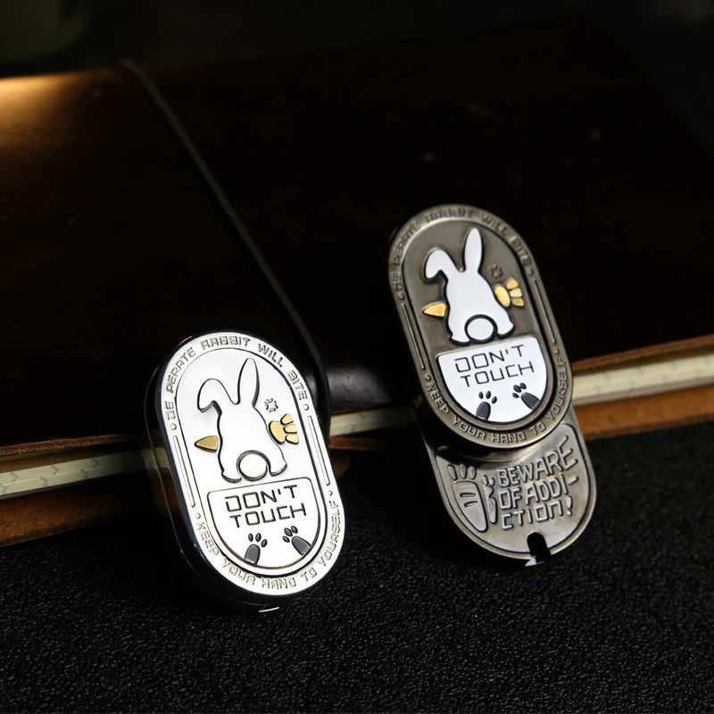 Metal EDC Fidget Slider with Cartoon Rabbit Pattern, Adult Portable Stress Relief Toy for ADHD and Anti-Anxiety, Gifts for Men
