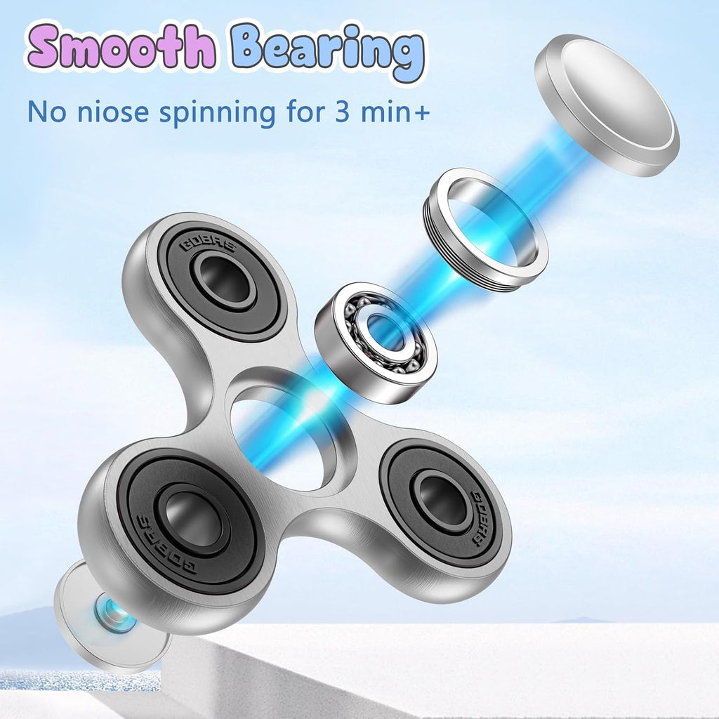 Coolden Fidget Spinner Metall Fidget Toys EDC Hand Spinner Hochwertig Schleuderzeit 2-5 Min Angst anti Stress Spielzeug Geschenk Für Kinder Erwachsene Edelstahl Finger Kreisel Für Büro Schule Silber