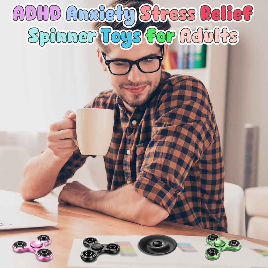 Coolden Fidget Spinner Metall Fidget Toys EDC Hand Spinner Hochwertig Schleuderzeit 2-5 Min Angst anti Stress Spielzeug Geschenk Für Kinder Erwachsene Edelstahl Finger Kreisel Für Büro Schule Schwarz