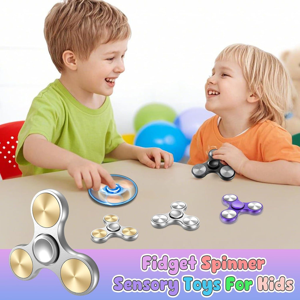 Coolden Fidget Spinner Metall Fidget Toys EDC Hand Spinner Hochwertig Angst anti Stress Relief Spielzeug Geschenk Für Kinder Erwachsene Edelstahl Leiser Fingerkreisel Für Büro Schule Gold Silber