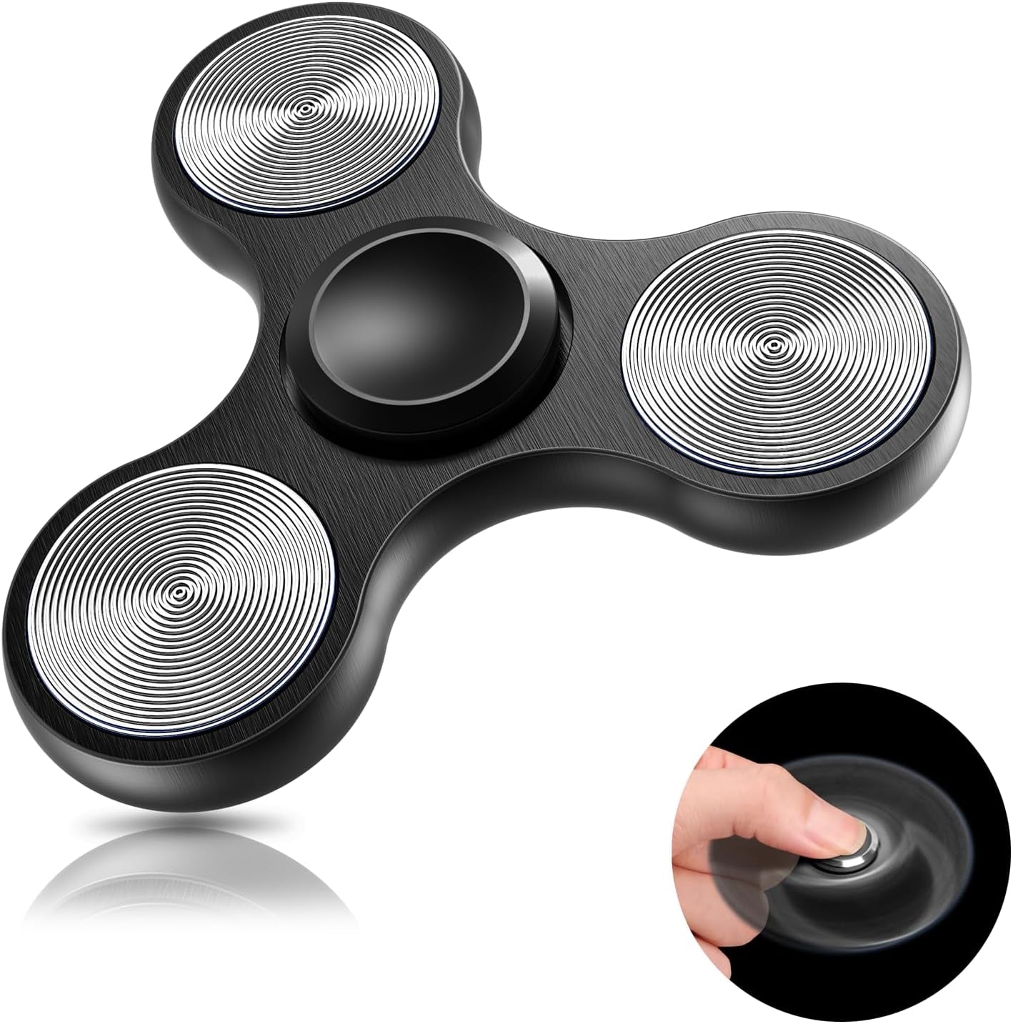 Coolden Fidget Spinner Metall Fidget Toys EDC Hand Spinner Hochwertig Angst anti Stress Relief Focus Spielzeug Geschenk Für Kinder Erwachsene Edelstahl Leiser Fingerkreisel Für Büro Schule Schwarz