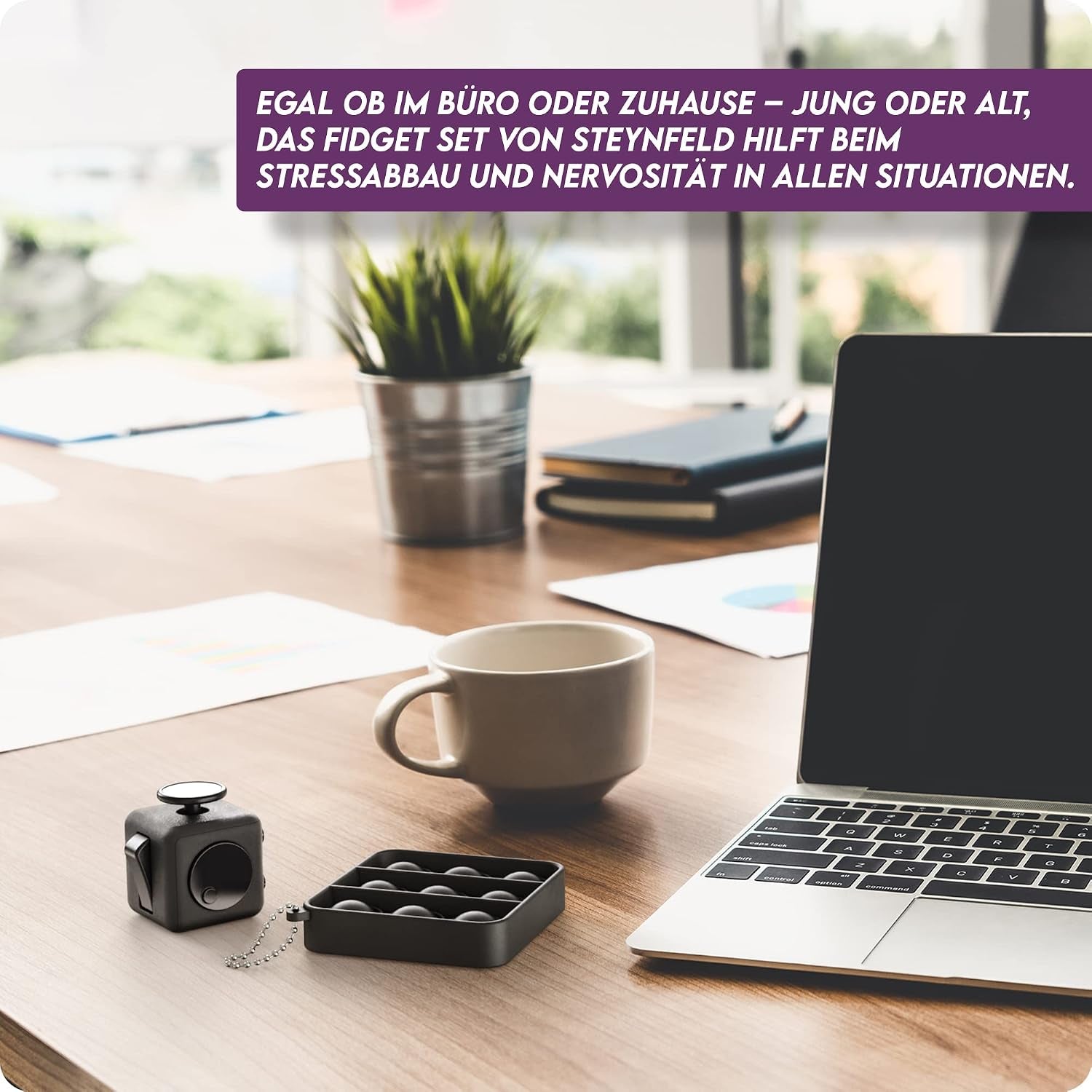 Fidget Set Mit Fidget Cube Inkl. Gratis Fidget Popper, Schwarz, Fidget Würfel, Fidget Popit, ADHS Anti-Stress, Stressabbau, anti Angst & Nervosität, Konzentrationshilfe