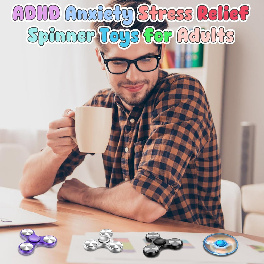 Coolden Fidget Spinner Metall Fidget Toys EDC Hand Spinner Hochwertig Angst anti Stress Relief Focus Spielzeug Geschenk Für Kinder Erwachsene Edelstahl Leiser Fingerkreisel Für Büro Schule Schwarz