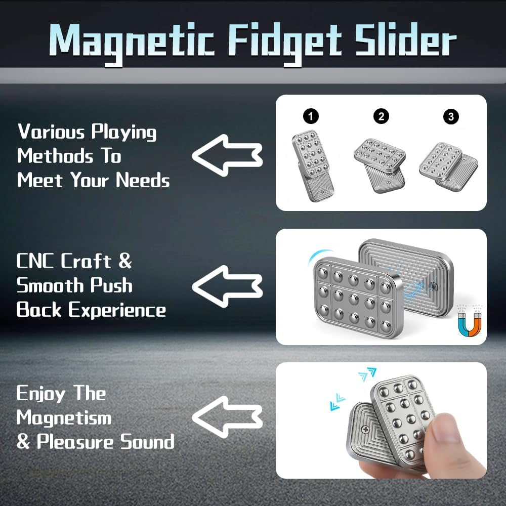 Fidget Slider Spielzeug, Magnetischer Fidget Cliker Schreibtisch-Poker-Push-Karte Für Kinder, Edc-Gadgets Schreibtischspielzeug, Haptische Münze Als Geburtstagsgeschenk Für Freund, Mann, Vater