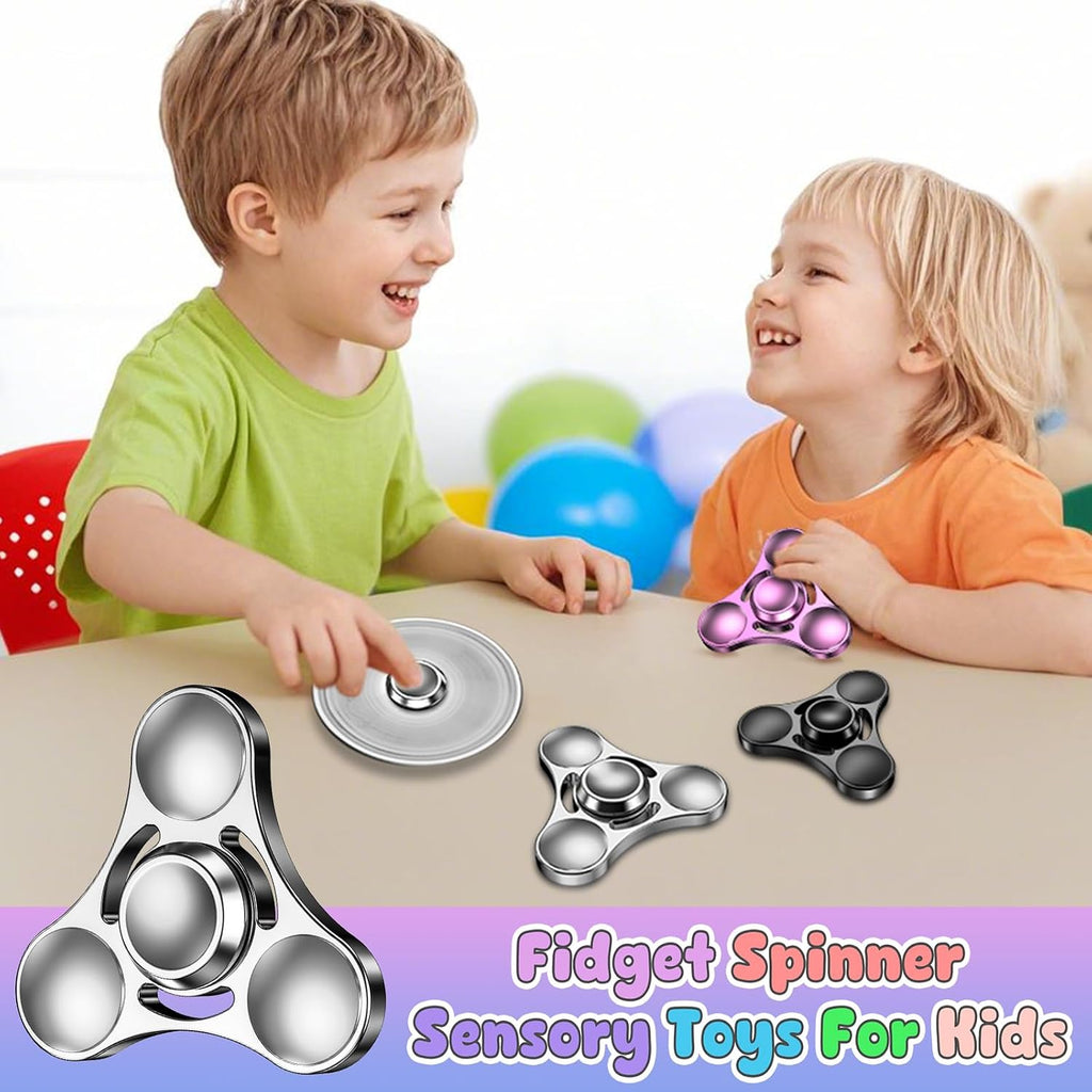Coolden Fidget Spinner Metall Fidget Toys Finger Spinner EDC Edelstahl Lager 2-5 Min Hochwertig Hand Kreisel Spielzeug ADHS anti Stress Spielzeug Tri-Spinner Fidget Toy Für Erwachsene Kinder Silver