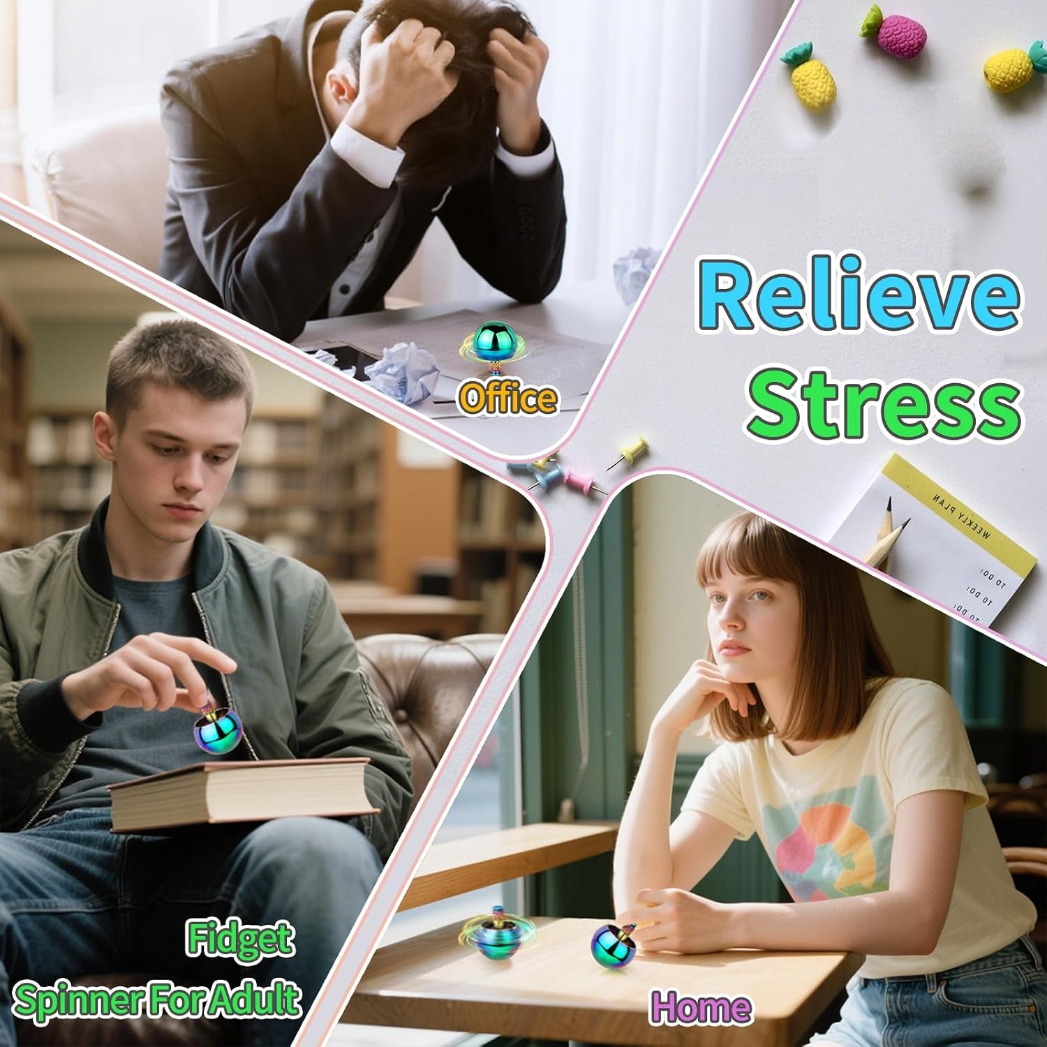 Coolden Fidget Spinner Metal Fidget Toys Flip over Hand Spinner Leise 3-5Min Hochwertig anti Stress Spielzeug Cool Desktop EDC Hand Kreisel Stressabbau Spielzeug Geschenk Für Kinder Erwachsene Bunt