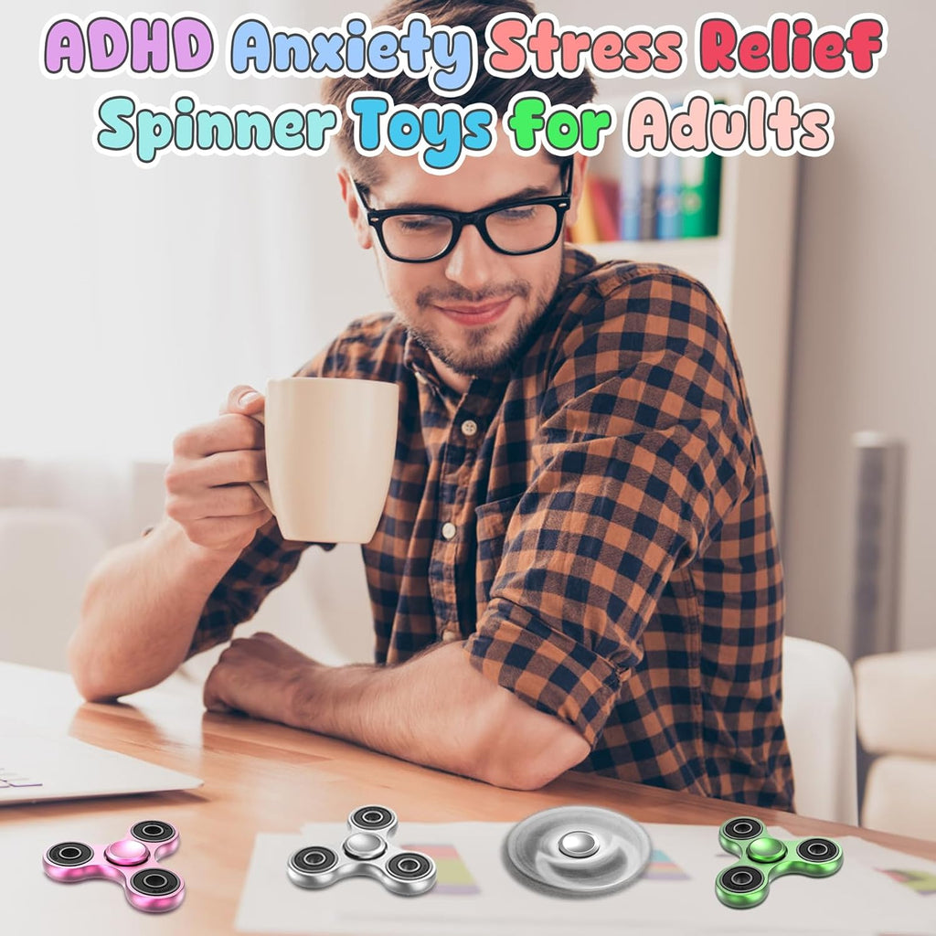 Coolden Fidget Spinner Metall Fidget Toys EDC Hand Spinner Hochwertig Schleuderzeit 2-5 Min Angst anti Stress Spielzeug Geschenk Für Kinder Erwachsene Edelstahl Finger Kreisel Für Büro Schule Silber