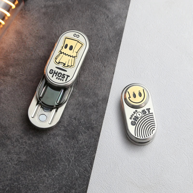 Ghost Tuning Fork EDC Card Pusher Zirconium Alloy Fidget Slider Office Stress Relief Toys Fidget Toys for Adult Gift