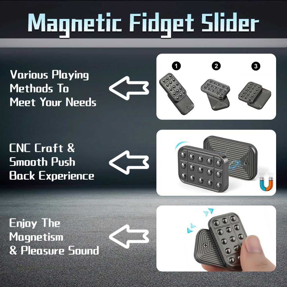 Fidget-Slider-Spielzeug Für Erwachsene, Magnetisches Fidget-Spielzeug Aus Metall, Klicker, Schreibtisch-Poker, Push-Karte, Edc-Schreibtisch, Büro, Haptische Münze, Männer