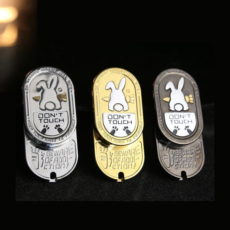 Metal EDC Fidget Slider with Cartoon Rabbit Pattern, Adult Portable Stress Relief Toy for ADHD and Anti-Anxiety, Gifts for Men