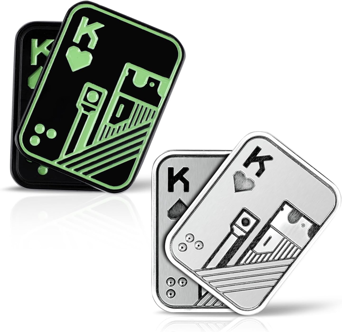 2 Stück Fidget Toys Metall, Metall Poker Push Karte Mit Silbernem KK Und Schwarzem KK Lustiges EDC Magnetisches Metall Fidget Spielzeug Zum Stressabbau