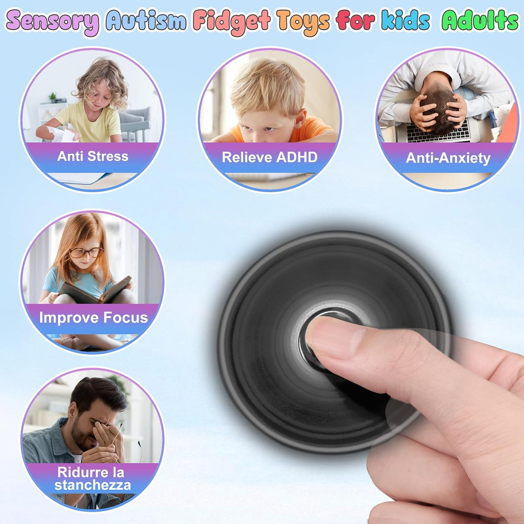 Coolden Fidget Spinner Metall Fidget Toys EDC Hand Spinner Edelstahl Lager 2-5 Min Hochwertig Finger Kreisel Spielzeug ADHD anti Stress Spielzeug Tri-Spinner Fidget Toy Für Erwachsene Kinder Schwarz
